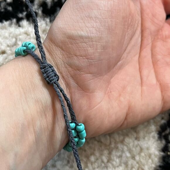 NEW Turquoise Glass Beaded Braided Handmade Adjustable Beaded Bracelet - Picture 3 of 3